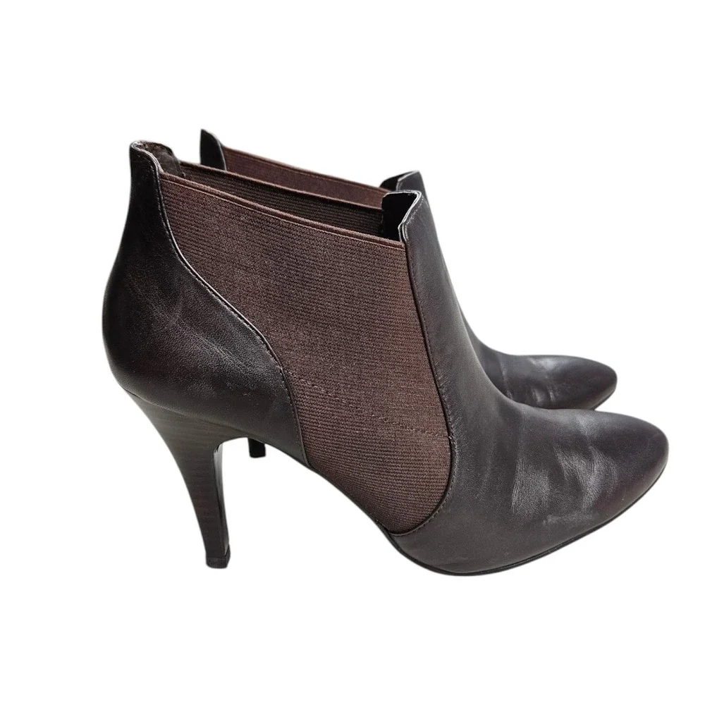 Minimalist Office Corpcore Women 10B Brown Ankle Booties Heels Capsule Wardrobe